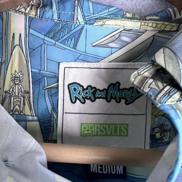 RSVLTS Rick and Morty Short Sleeve Button Up Shirt Mens M Cartoon - Picture 6 of 7